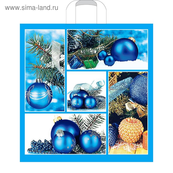 Пакет "Голубой коллаж", полиэтиленовый с петлевой ручкой, 45 х 45 см, 70 мкм - Фото 1