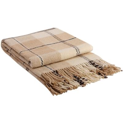 Плед Эльф 200х220 см, белый/бежевый/коричневый, новозеландская шерсть 70%, полиэстер 30%