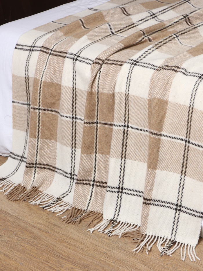 Плед «Эльф» 170×210 см, новозеландская шерсть, белый/бежевый/коричневый - Фото 1