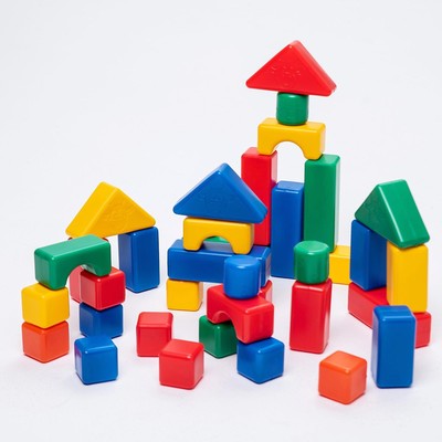 Кубики для малышей, пластиковые, цветные, 38 штук, 4×4 см