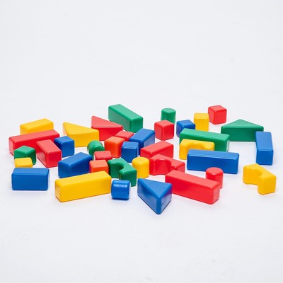Кубики для малышей, пластиковые, цветные, 38 штук, 4×4 см