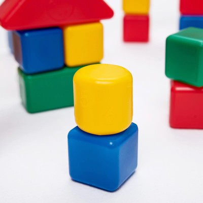 Кубики для малышей, пластиковые, цветные, 38 штук, 4×4 см