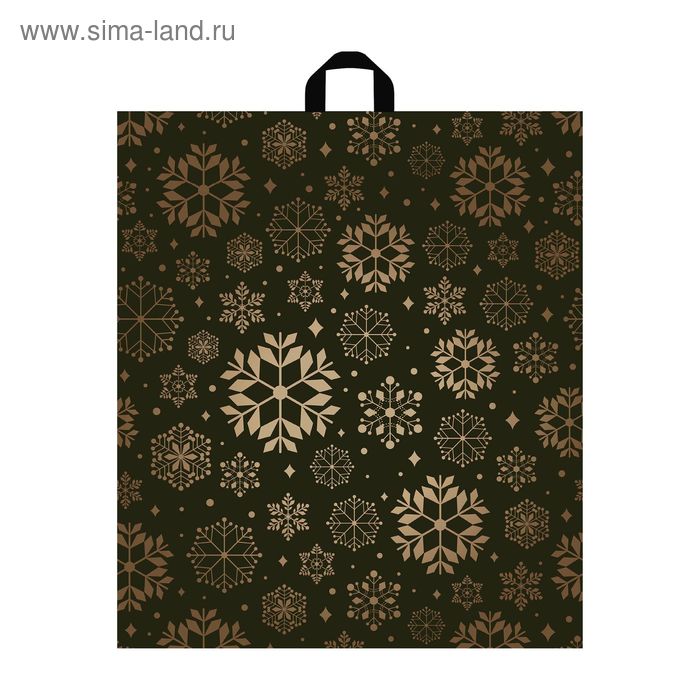 Пакет "Золотые снежинки", полиэтиленовый с петлевой ручкой, 44 х 40 см - Фото 1