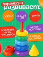 Пирамидка детская, 7 колец, с конусом - Фото 2