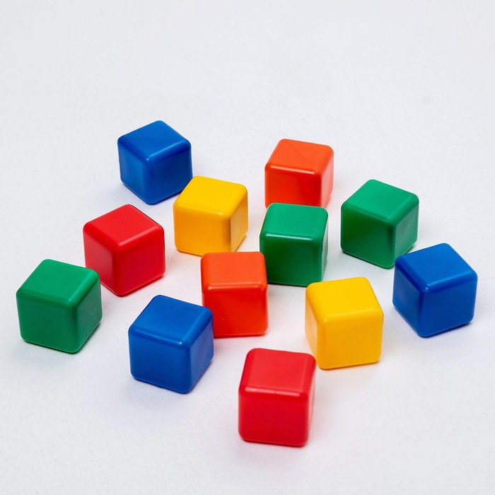 Набор цветных кубиков, 12 штук, 4 х 4 см - фото 1899478637