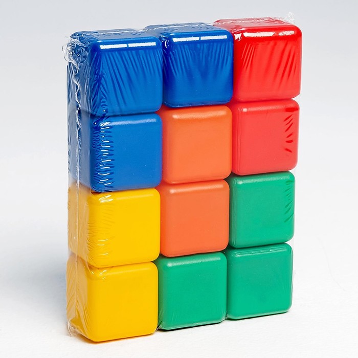 Набор цветных кубиков, 12 штук, 4 х 4 см - фото 1899478638