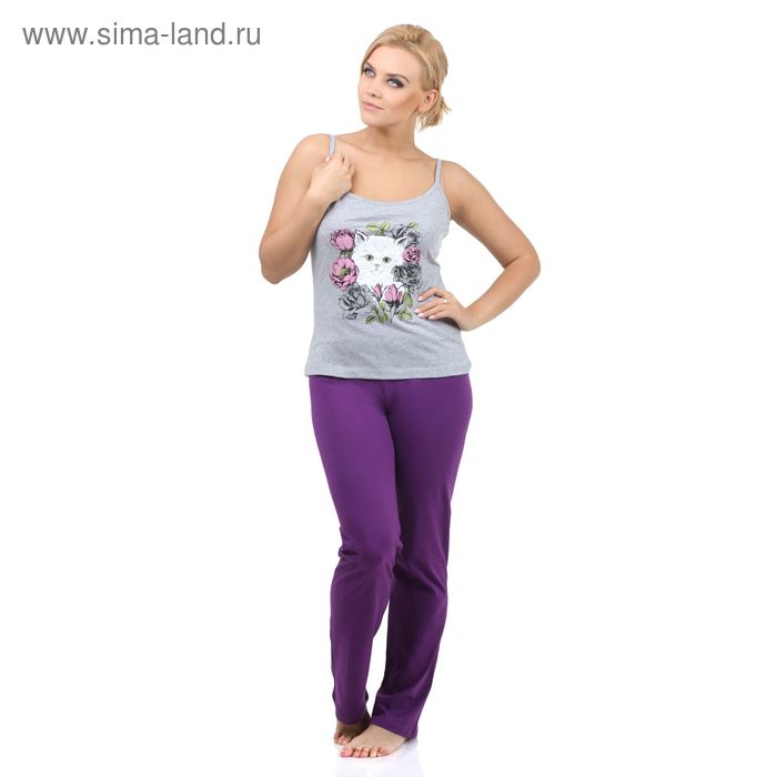 Брюки женские "Collorista" р-р XL(50), баклажан, хлопок 100% - Фото 1