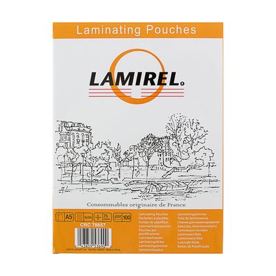 Пленка для ламинирования A5 154х216 мм, 75 мкм, 100 штук, глянцевые, Lamirel