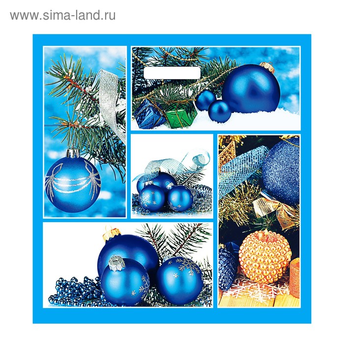 Пакет "Голубой коллаж", полиэтиленовый с вырубной ручкой, 45 х 45 см, 70 мкм - Фото 1