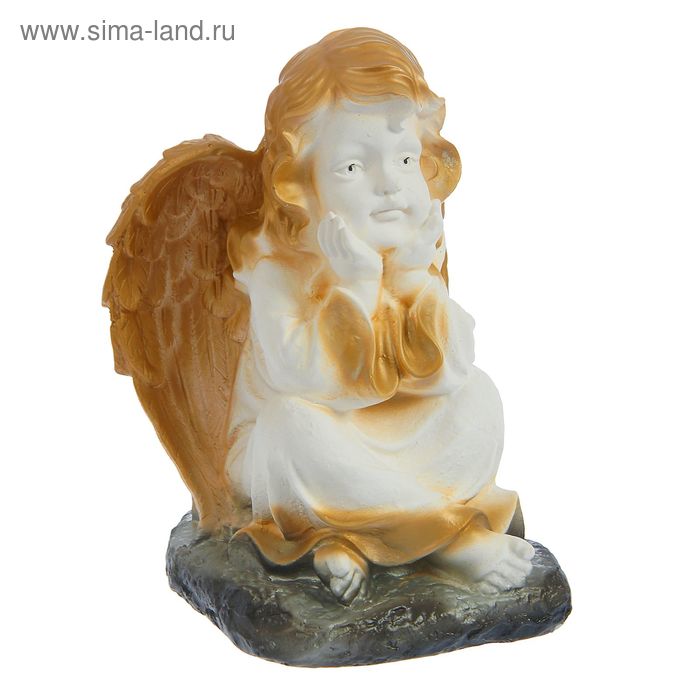Фигура "Ангел" белый с золотым 22х22х33см - Фото 1