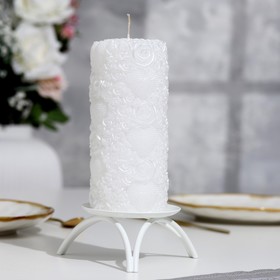 Свеча-цилиндр свадебная "Розы", 16х7,5 см, белая, домашний очаг