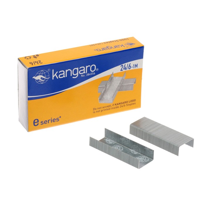 Скобы для степлера Kangaro №24/6-1, стальные, эко, 1000 штук - Фото 1
