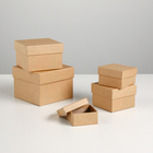 Набор коробок 5в1 "Крафт однотонный" 12 х 12 х 9 - 6 х 6 х 3 см - Фото 1