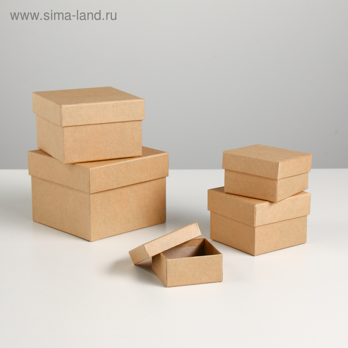 Набор коробок 5в1 "Крафт однотонный" 12 х 12 х 9 - 6 х 6 х 3 см - Фото 1