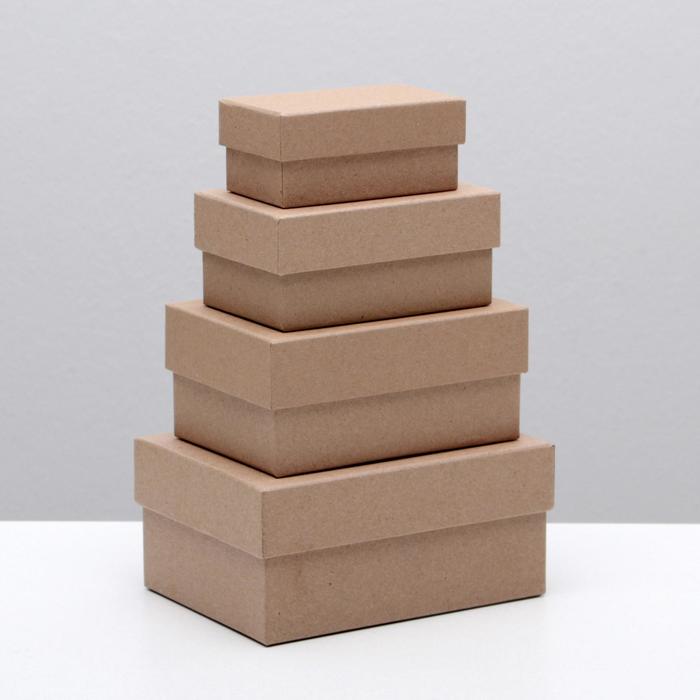 Набор коробок 4 в 1 «Крафт однотонный», 15×11×7 - 9×5×4 см - Фото 1