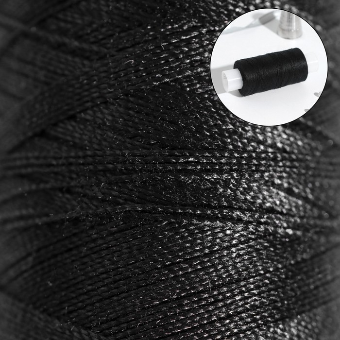 Нитки 45ЛЛ, 200 м, цвет чёрный №115 - Фото 1