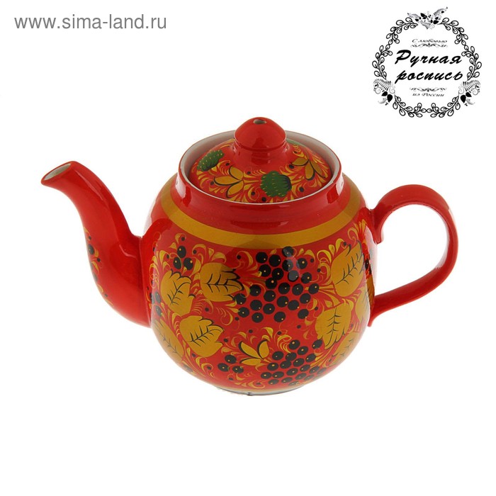 Чайник заварочный «Рябина», хохлома, керамика, 700 мл - Фото 1