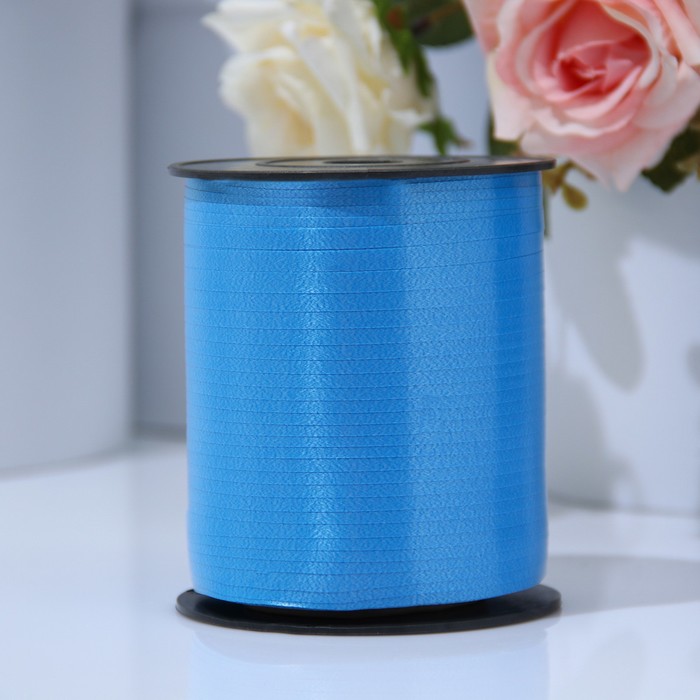 Лента упаковочная для декора и подарков, синяя, 0.5 см × 500 м - Фото 1