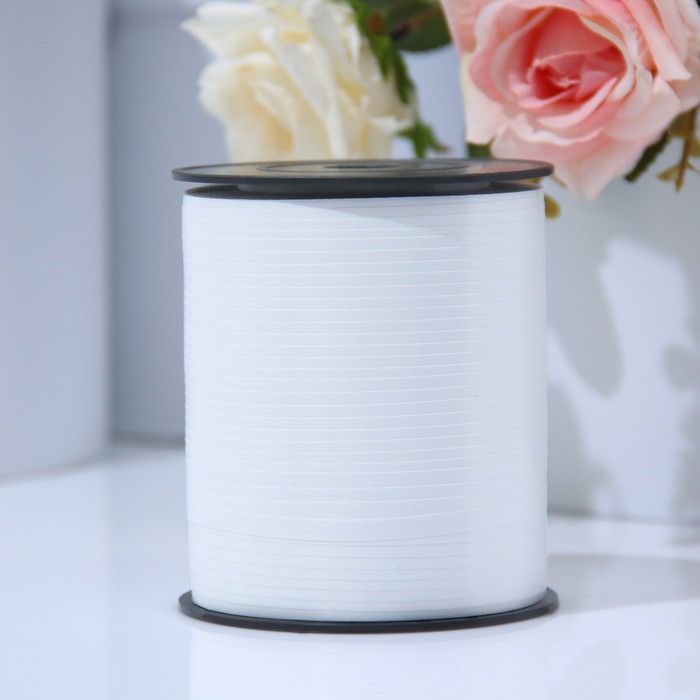 Лента упаковочная для декора, подарков и шаров, белая, 0.5 см × 500 м - Фото 1