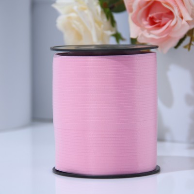 Лента упаковочная для декора, подарков и шаров, розовая, 0.5 см × 500 м