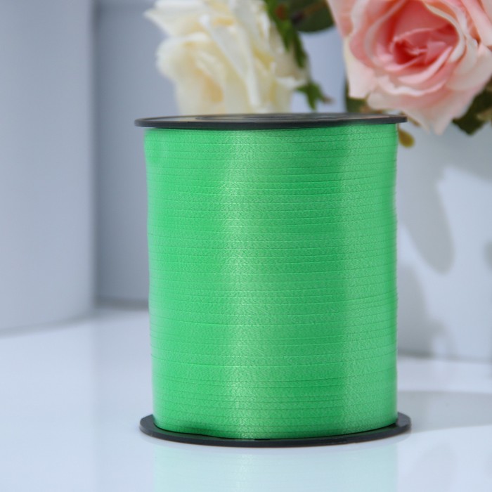 Лента упаковочная для декора, подарков и шаров, зелёная, 0.5 см × 500 м - Фото 1