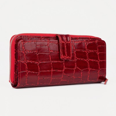 Кошелёк-визитница женский на молнии, цвет красный