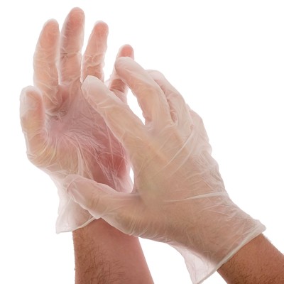Перчатки A.D.M. виниловые, одноразовые, неопудренные, размер XL, 100 шт/уп, 10 г