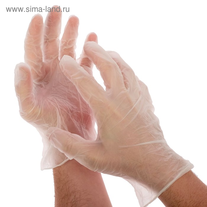 Перчатки A.D.M. виниловые, одноразовые, неопудренные, размер XL, 100 шт/уп, 10 г - Фото 1