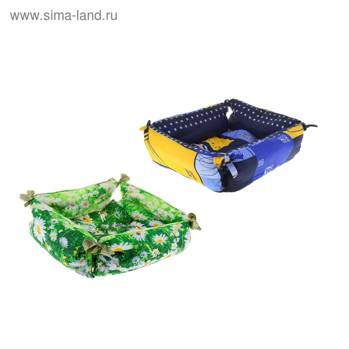 Лежанка для животных "Коробочка", 40 х 40 х 19 см, микс цветов - Фото 1