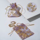 Мешочек подарочный «Розы золотистые», 7×9, цвет фиолетовый - Фото 2