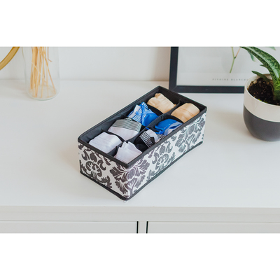 Органайзер для хранения белья «Вензель», 8 отделений, 28×14×10 см, цвет чёрно-белый