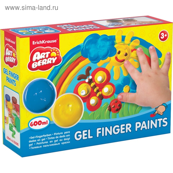 Краски пальчиковые набор 6 цветов по 100 мл Artberry - Фото 1