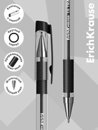 Ручка шариковая ErichKrause. ULTRA-30, чёрный стержень, игольчатый узел 0.7 мм, резиновый упор - Фото 2
