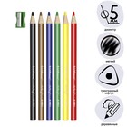 Карандаши 6 цветов ErichKrause ArtBerry премиум, утолщенные, дерево, шестигранные, 5.0 мм грифель, картонная упаковка, европодвес, ТОЧИЛКА В ПОДАРОК - Фото 2