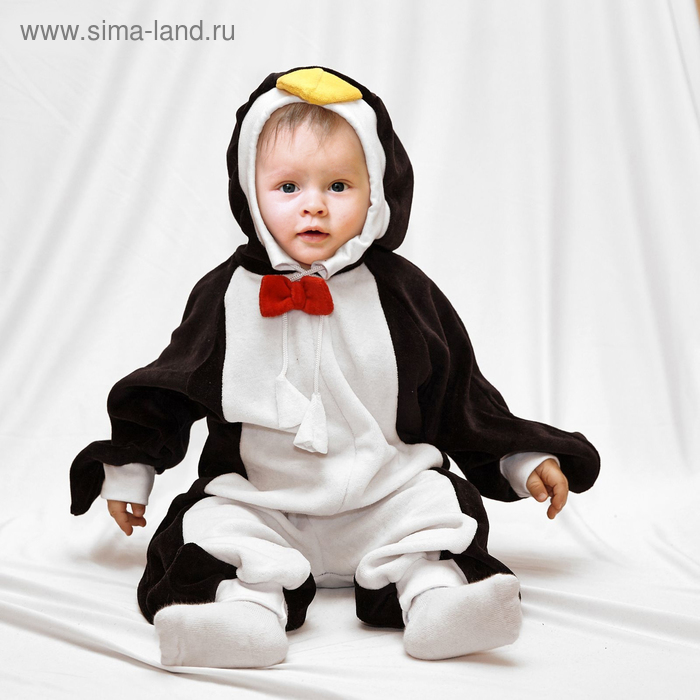 Карнавальный комбинезон для самых маленьких "Пингвин" с игрушкой, велюр, рост 68-92 см - Фото 1