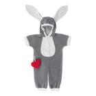 Карнавальный комбинезон для самых маленьких «Зайка серый» с игрушкой, велюр, пушок и хвостик, рост 68-92 см, виды МИКС - Фото 3
