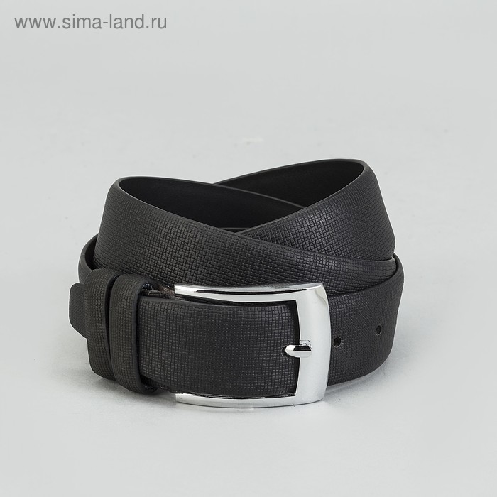 Ремень мужской, рептилия мелкая, пряжка - металл, ширина - 4 см, цвет черный - Фото 1