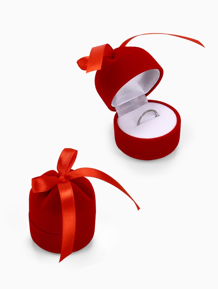 Футляр бархатный под кольцо/серьги «Подарочек», 5×5×6, цвет красный, вставка белая - Фото 1