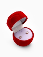 Футляр под кольцо, серёжки «Роза», без листьев, бархатный, 4.5×3.5 см, красный - Фото 3