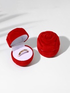 Футляр под кольцо, серёжки «Роза», без листьев, бархатный, 4.5×3.5 см, красный - Фото 7