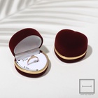 Футляр под кольцо, серьги «Сердце», бархатный, 4×5 см, бордовый с золотом - Фото 3