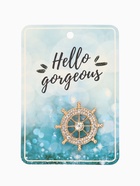 Брошь «Штурвал», белая в золоте - Фото 4