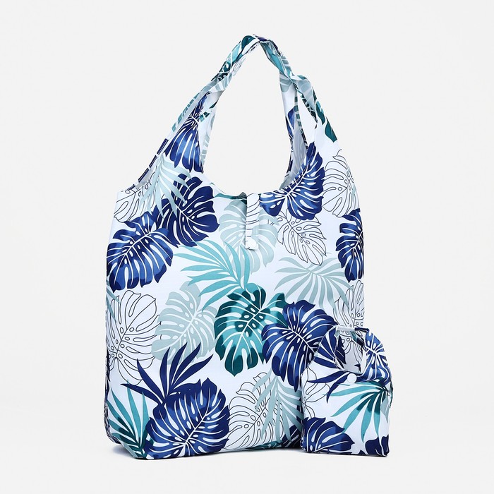 Сумка хозяйственная на кнопке, складная, цвет чёрный/белый - Фото 1