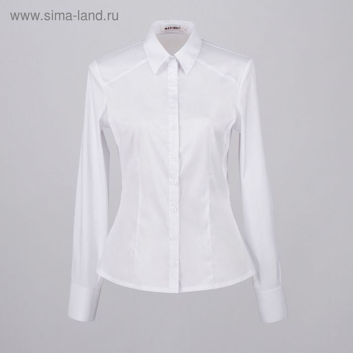 Блузка женская с длинным рукавом 905-8195, размер 48, цвет белый - Фото 1