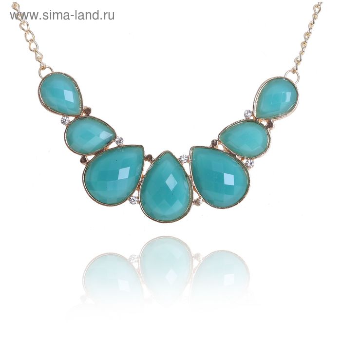 Колье «Ванилька», капельки, цвет мятный в золоте - Фото 1