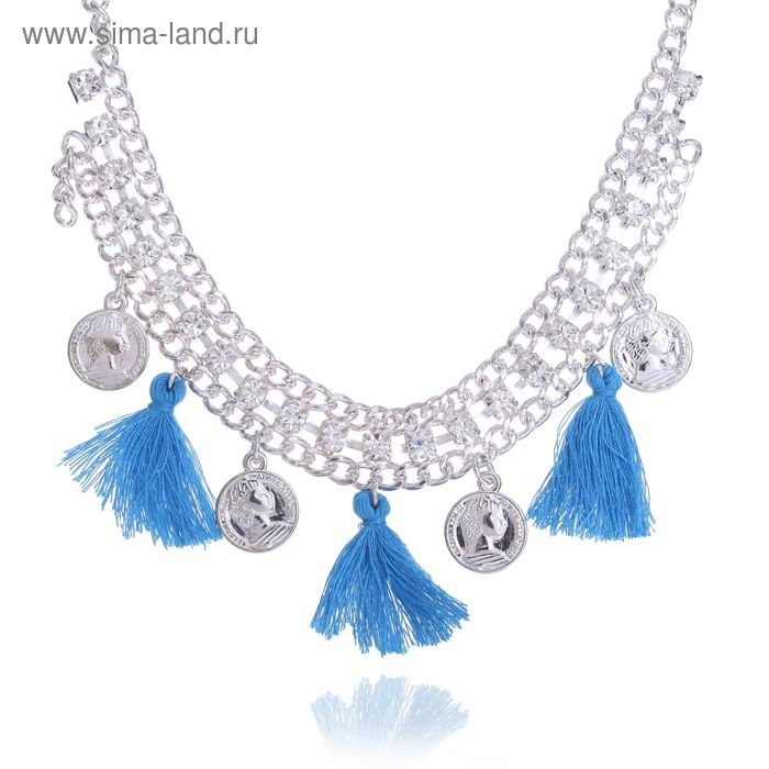 Колье «Империя», цвет синий в серебре - Фото 1