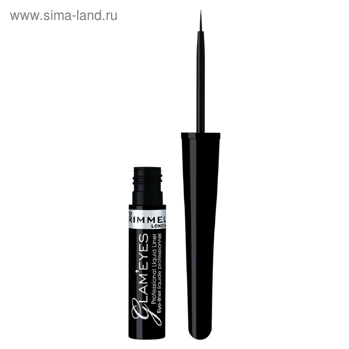 Подводка для глаз Rimmel Glam'eyes Professional Liquid Eyeliner - BLACK GLAMOUR №001 - Фото 1