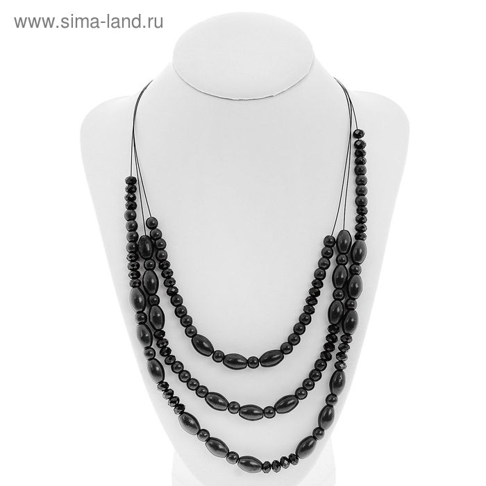 Бусы «Натурель» 3 ряда, под черный агат - Фото 1