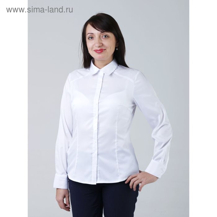 Блузка женская с длинным рукавом 905-8195L, размер 48, цвет белый - Фото 1
