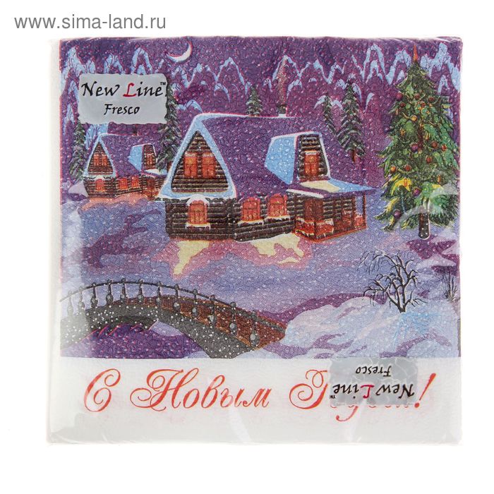 Салфетки бумажные New line FRESCO "Домик", 2-слоя, 20 листов, 33*33 см - Фото 1